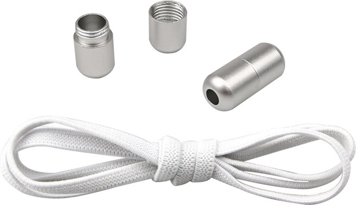 Hypedpair Elastische Veters Met Metalen Draaisluitinge | Niet Meer Strikken! | Wit | White | Schoenveters | 2 stuks | Laces | Platte Veter