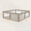 Beige box met afmetingen 207cm en 187cm.