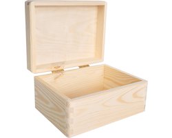 Creative Deco houten doos met deksel | 19,5 x 15 x 10 cm (+/-1cm) | Baby memory doos Ongelakte doos | Voor documenten Kostbaarheden Speelgoed Gereedschap | ROH