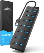 Innova® USB 3.0 Hub Pro - Splitter - 7 Poorten - 5Gbps - Blauw LED Licht - Aan Uit Schakelaar - Zwart