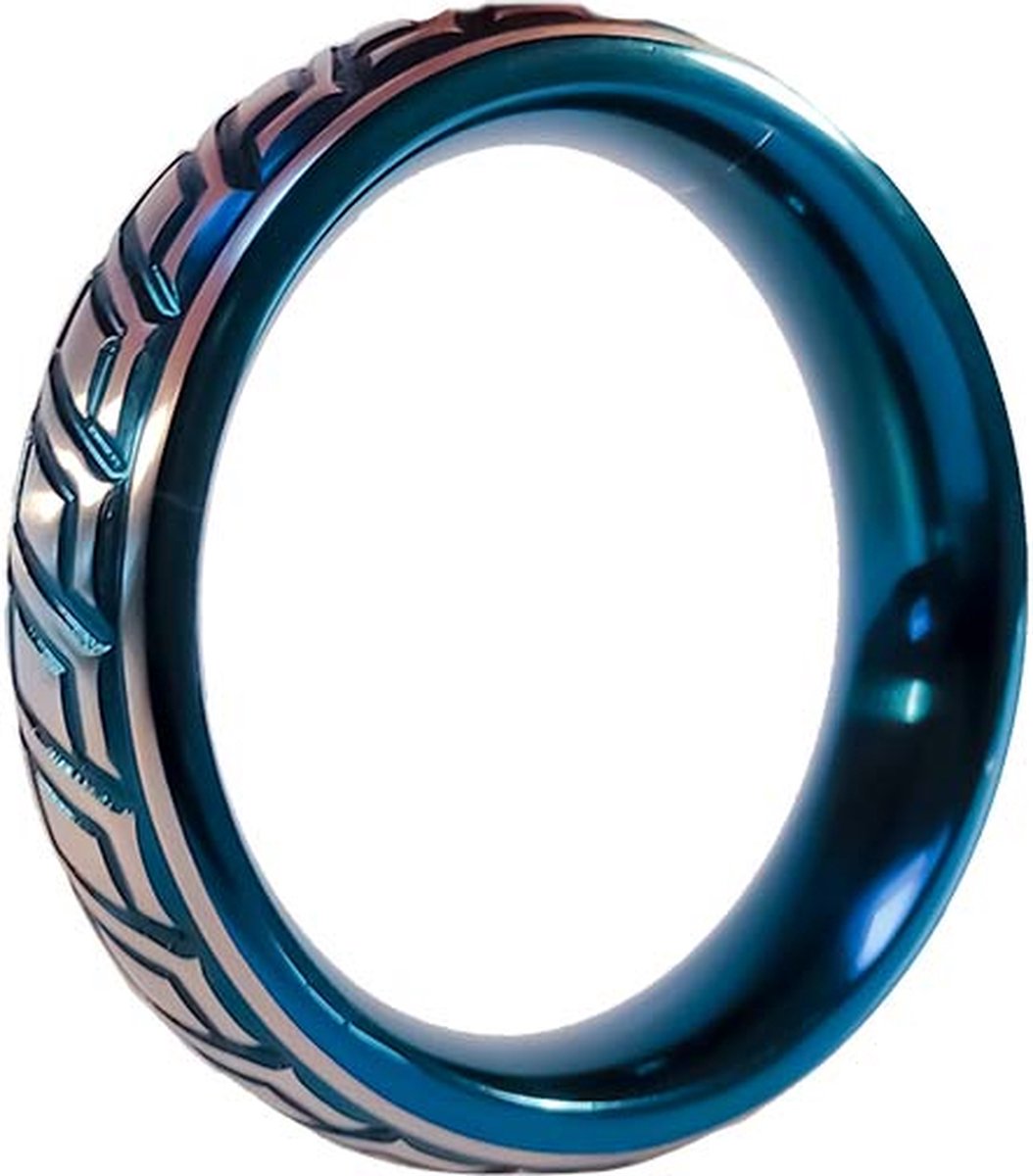 Goedkoopste Black Label - Blue Wave Cockring - RVS - Blauw/Zilver 55 mm