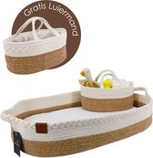 Muuzey Verschoonmand whitebrown incl. luiermand - Mozesmand - Verschoonmand XL - Incl. Extra comfortabel Matras en Matrashoes - Aankleedkussen - Luxe Verschoonmand - Verschoonkussen - Changing Basket - Handgemaakt