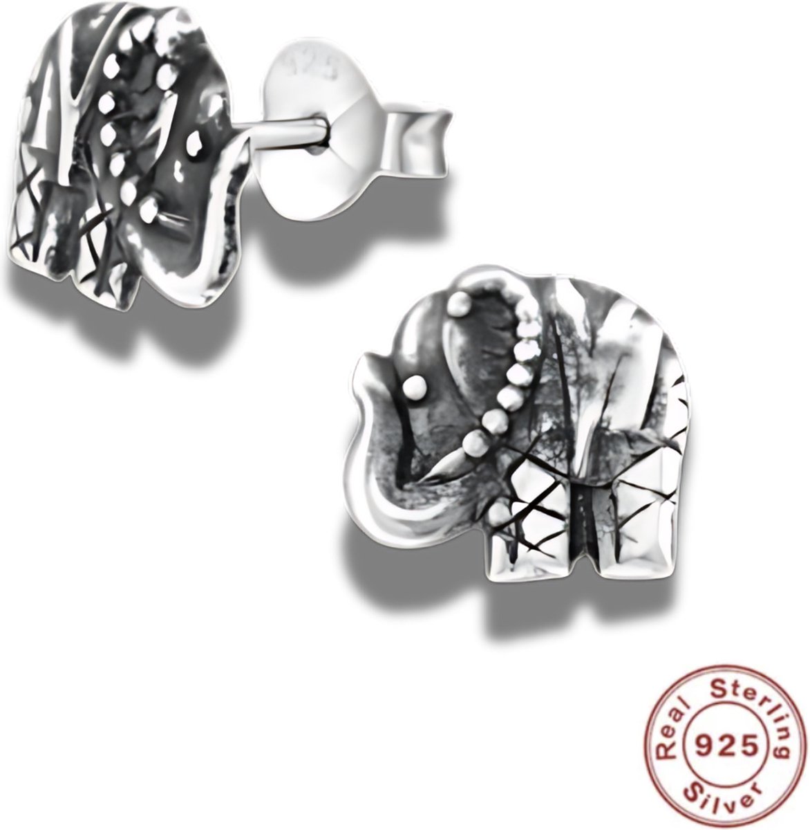 Oorstekers - oorbellen - 925 Sterling Zilver - silver - olifant - elephant - 8 mm - safari - Afrika
