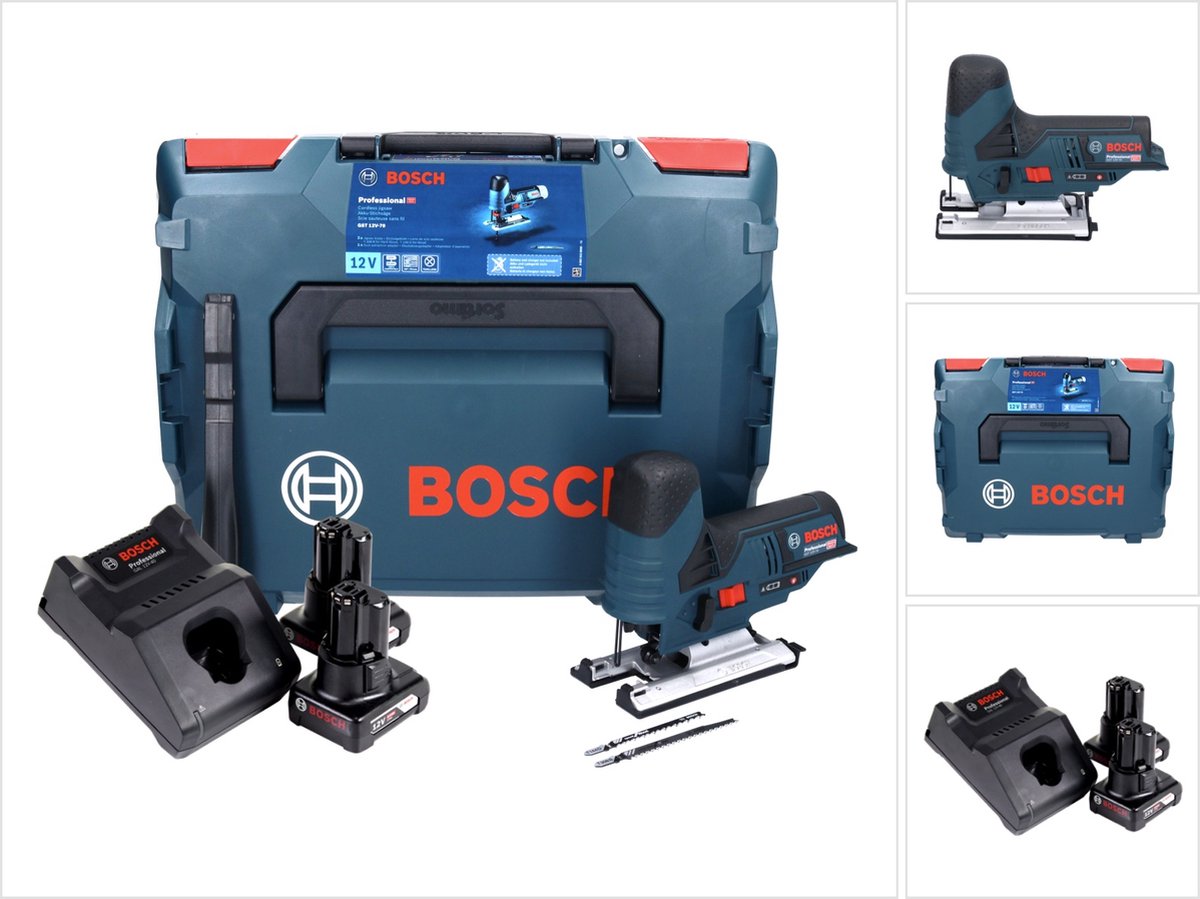 Bosch GST 12V-70 Professional accu-decoupeerzaag 12 V + 2x accu 6,0 Ah + oplader + L-Boxx