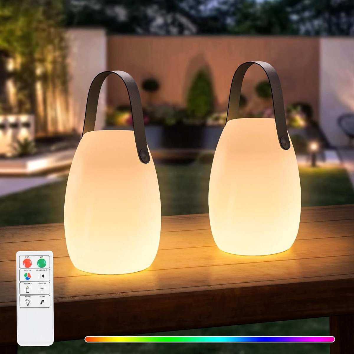 Lampe D'Extérieur Sans Fil Avec Télécommande - LED Multicolore, Rechargeable, Étanche IP44, Portable