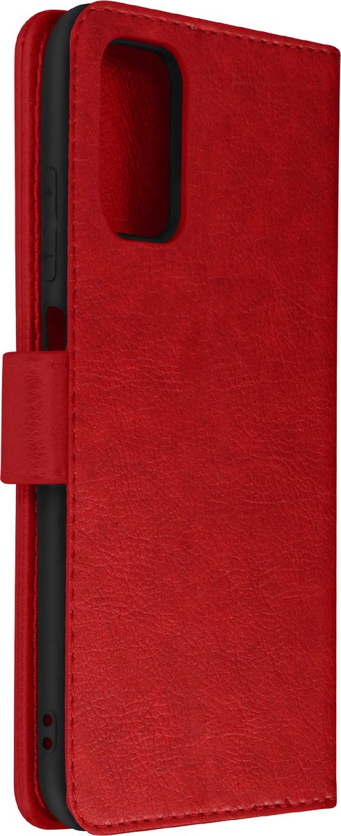Avizar Foliohoes Geschikt voor Redmi Note 10 5G portefeuille en videohouder, Rood