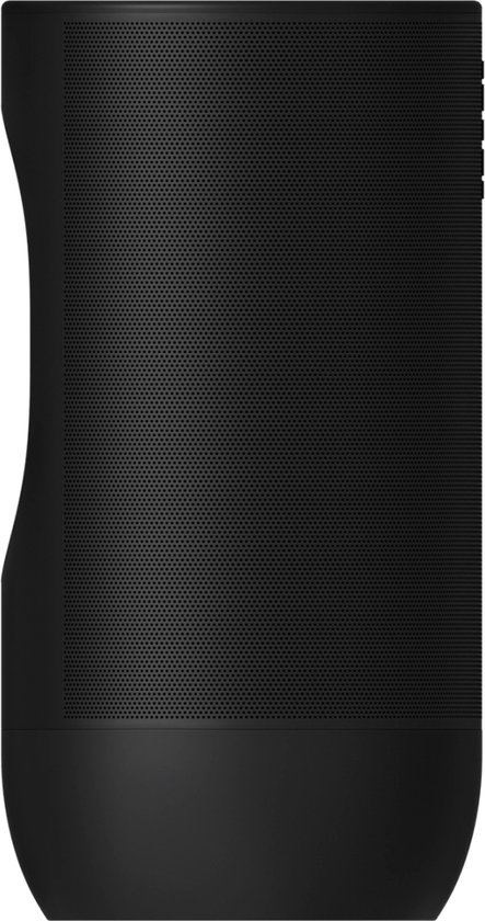 Zwarte Sonos Move speaker, zij-aanzicht.
