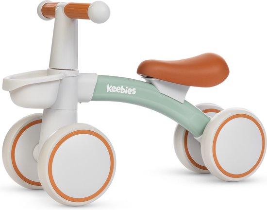 Foto: Keebies loopfiets voor kinderen 1 2 jaar fietsmandje kinderfiets balance bike baby fiets binnen en buiten speelgoed voor jongens en meisje olijfgroen