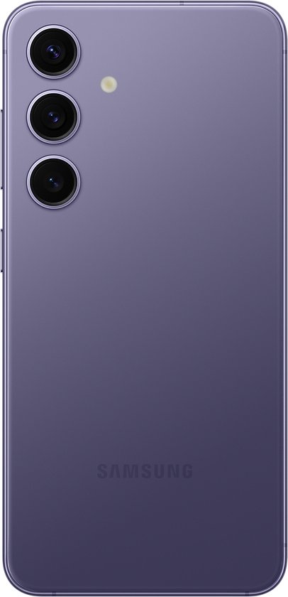 Arrière du Samsung Galaxy S24 violet cobalt avec trois caméras.