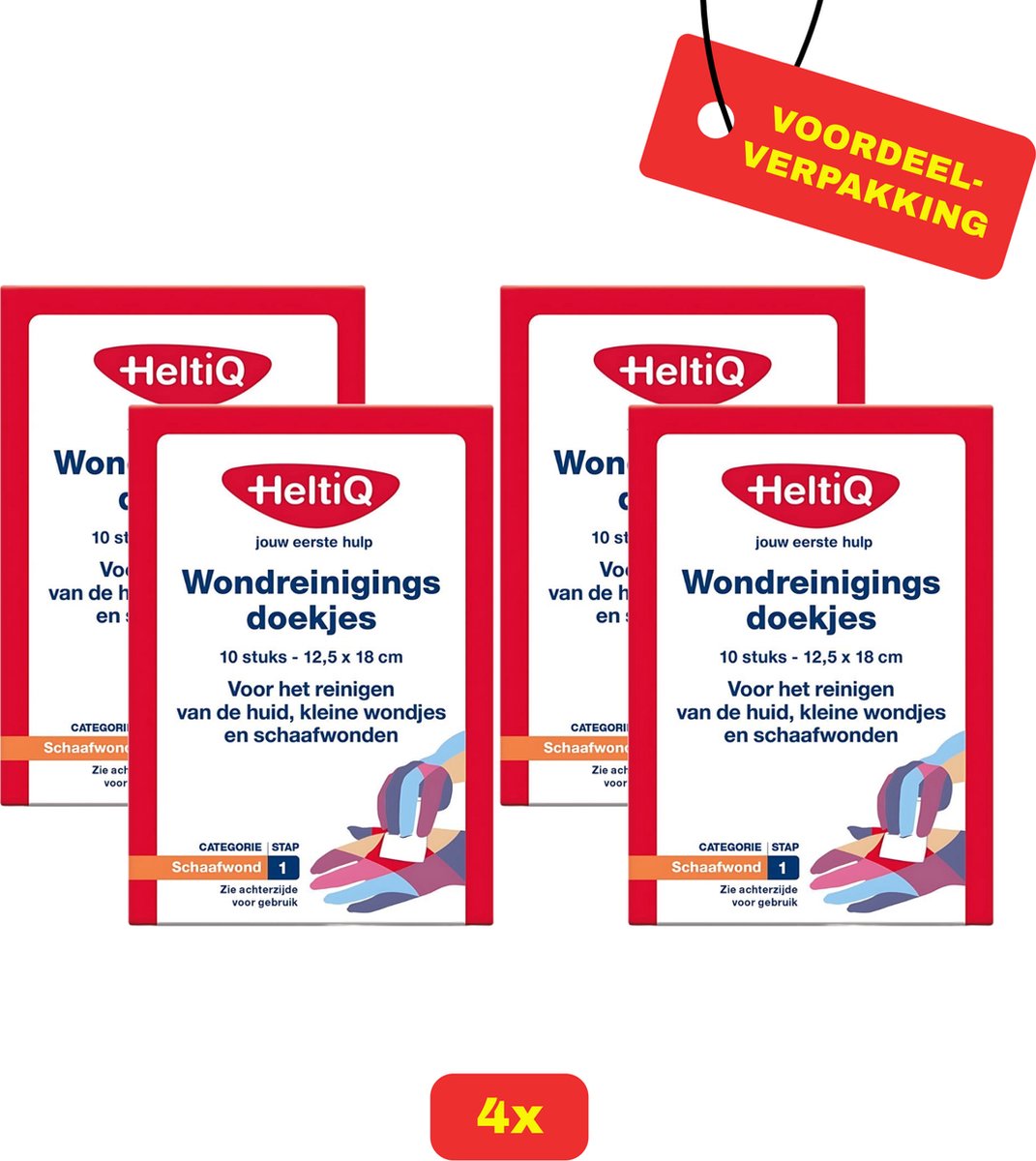 Goedkoopste 4X HeltiQ Wondreiniging Doekjes - 4x 10 stuks - Voordeelverpakking!