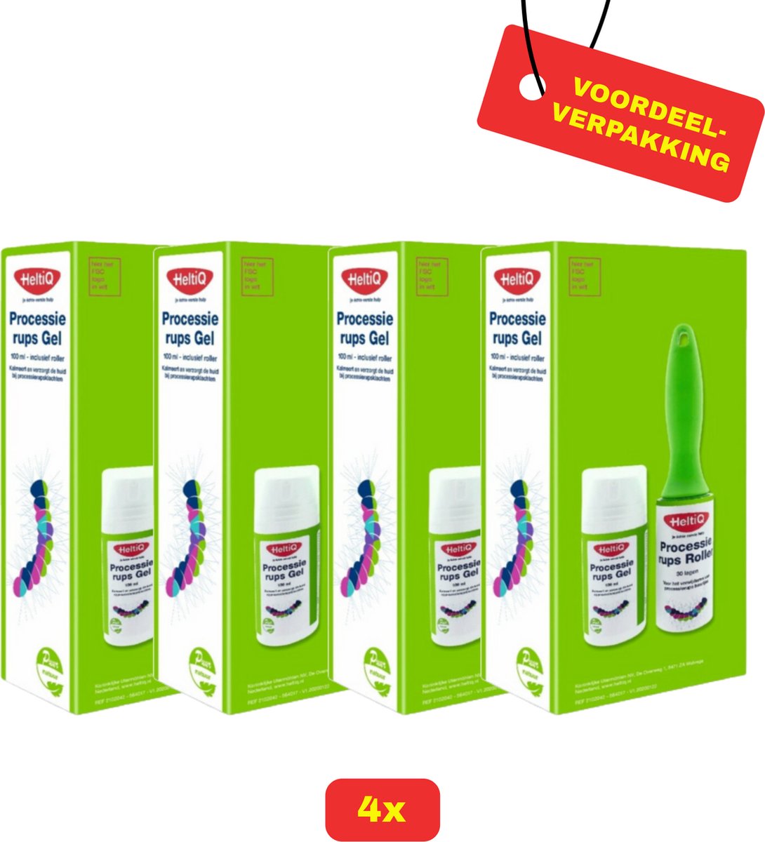 Goedkoopste 4X HeltiQ Processie rups Gel Roller! - 4x Processie rups gel & 4x Processie rups Roller - Voordeelverpakking!