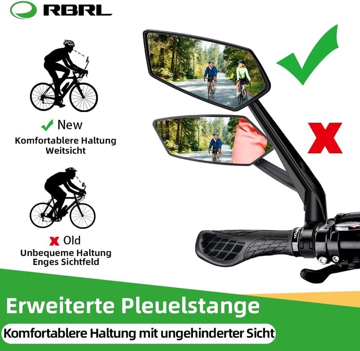 Stuurspiegel voor motorfietsen, achteruitkijkspiegel, 360 graden draaibare achteruitkijkspiegel voor motorfiets, 2 stuks, ATV, scooterspiegel voor stuur met 5 schroeven
