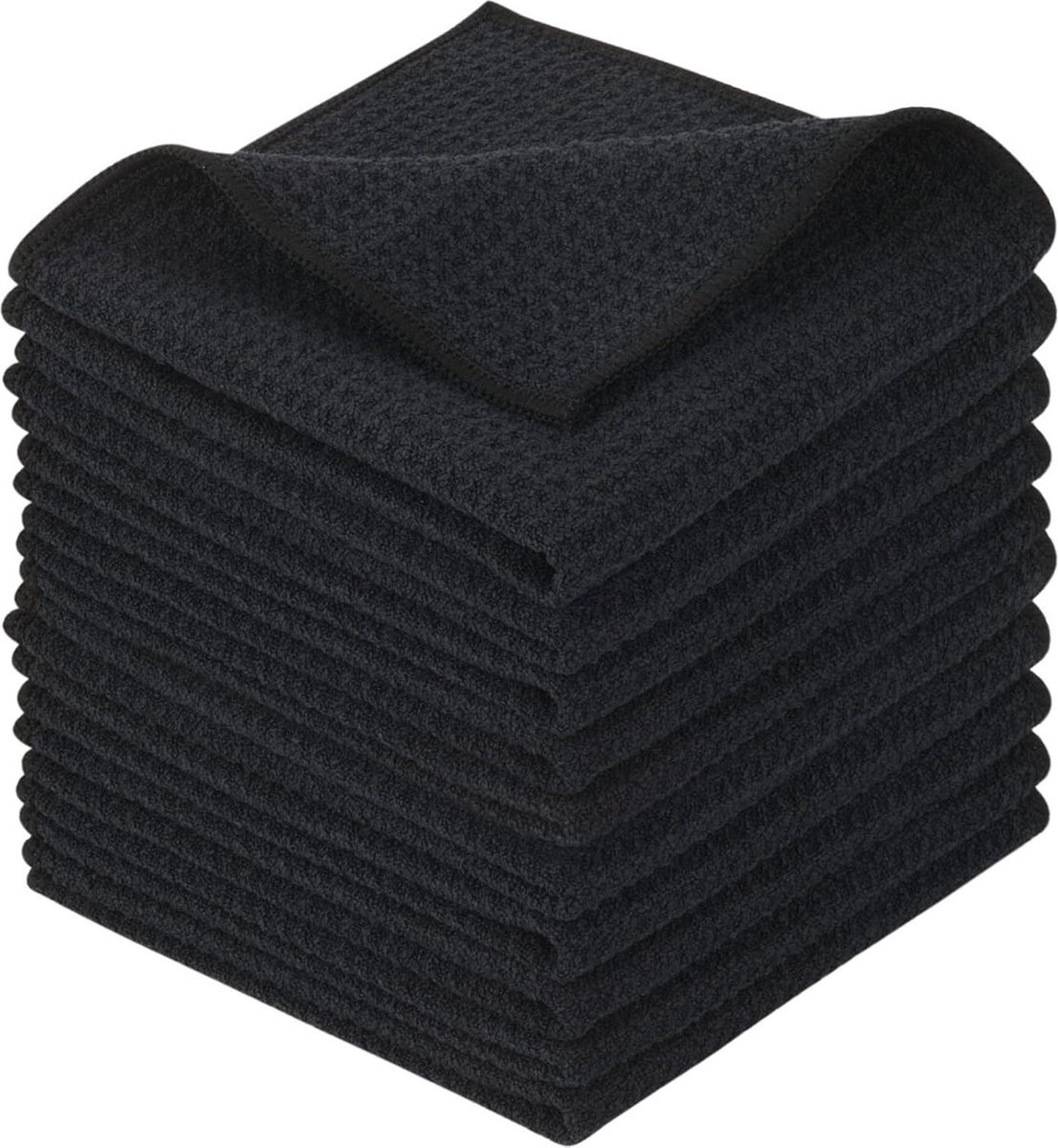 Zwarte microvezel keukenhanddoeken super absorberend zacht keukendoek reinigingsdoek wasbaar 30 cm x 30 cm 10 stuks