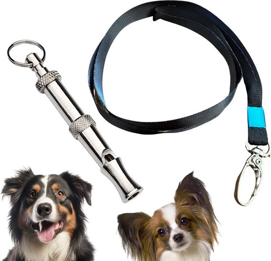 Foto: Winkrs hondenfluitje met koord voor hondentraining fluit hoorbaar voor mensen dog flute lanyard zilver