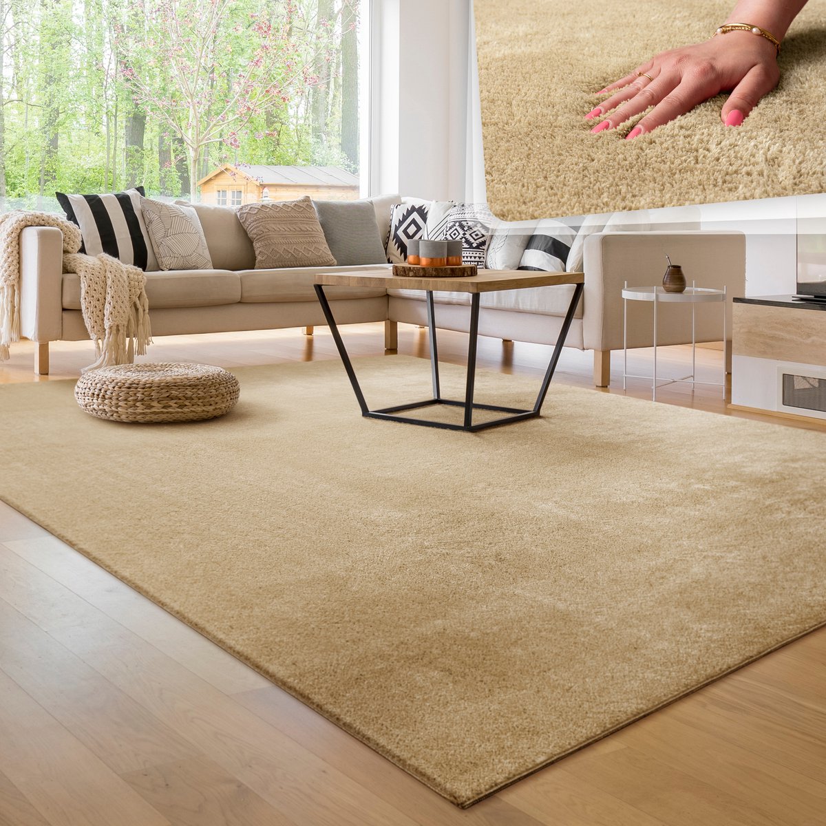 Paco Home Moderne woonkamer tapijt kortpolig wasbaar zacht uni effect bont antislip 100x200 cm
