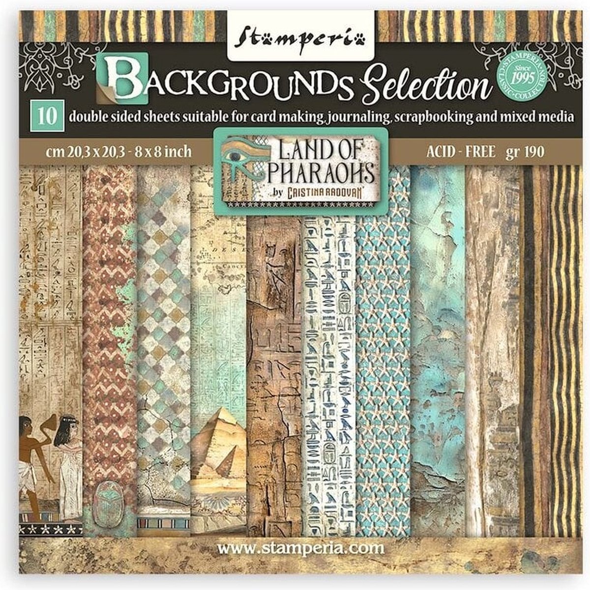 Stamperia - Land of Pharaohs Backgrounds 8x8 Inch Paper Pack (SBBS106)
