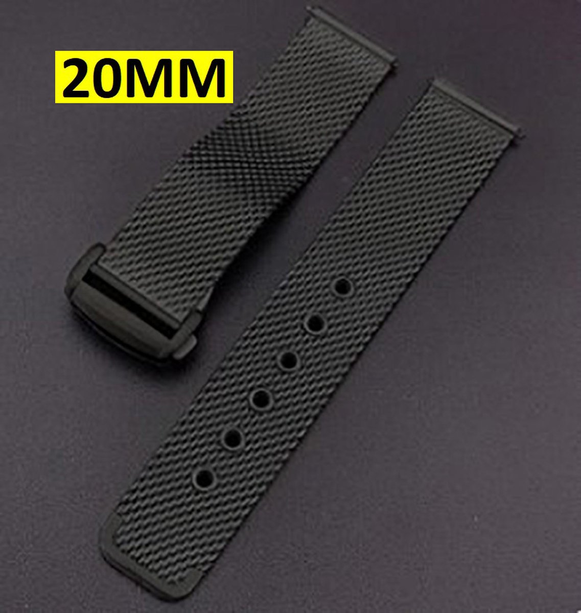 Mesh - Roestvrijstalen horlogeband geschikt voor Omega 007 en Seamaster 300 - armband - opvouwbare gesp - Zwart - 20MM