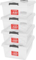 Bol.com Opbergdozen 4x 125 L met deksel voedselveilig - Sluitclips - Plastic doos transparant - Kledingdozen stapelbaar transpar... aanbieding