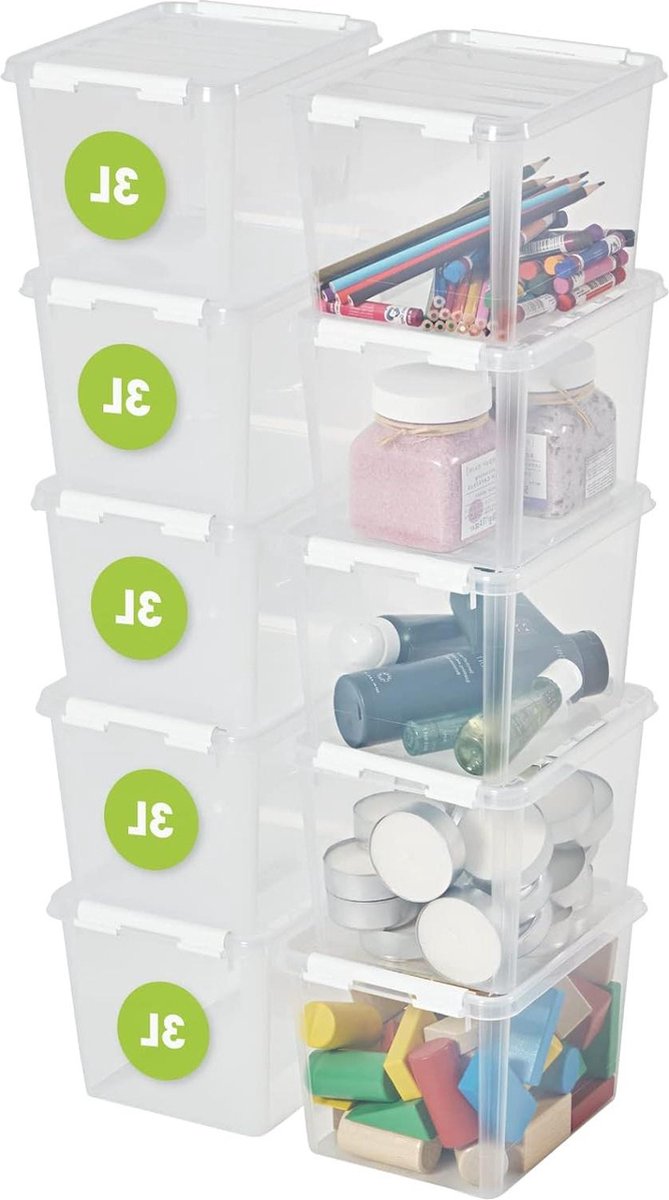 Opbergdozen SmartStore Classic 3 - Set van 10 stuks - Transparant transparent box