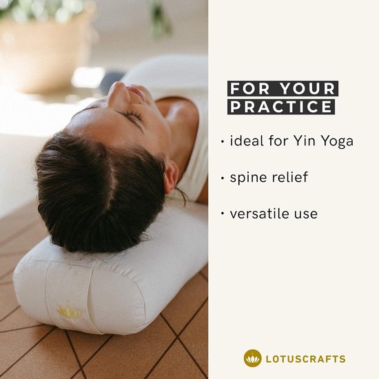 Yoga Bolster voor Yin Yoga - Wasbare Biokatoenen Kussen met Kapok Vulling - Meditatie en Pilates Rol — afbeelding 3