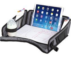 Yrda Travel Tray - Reistafel voor kinderen - Opvouwbaar - Tablet Houder - Bekerhouder - 20,5 cm x 34 x 39 cm