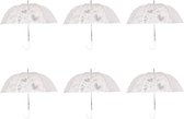 Romantische Doorzichtige Trouwparaplu's - Set van 6 - Perfect voor Bruiloften - Transparante Paraplu met Hartjes | Windproof | 98cm Diameter