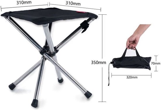 Somstyle Viskrukje Opvouwbaar - 30.5x30.5x36 CM - Camping Krukje Inklapbaar - Reiskruk - Lichtgewicht - Zwart van Merkloos — afbeelding 5