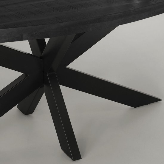 Eettafel ovaal mangohout 180cm James zwart ovale industriële tafel Eettafel ovaal mangohout 180cm James zwart ovale industriële tafel
