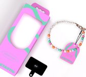 Cordon téléphonique Casetastic fabriqué avec de véritables perles et perles Sweet Sea - Crochet robuste et durable - 30 cm - Multicolore