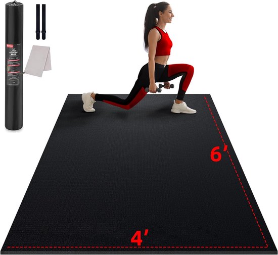 Yogamat XXL, trainingsmat, sportmat, 183 x 122 groot, 7 mm dik, fitnessmat, antislip, zeer dichte gymnastiekmat voor thuistraining, cardio, springtouw, schoenvriendelijk
