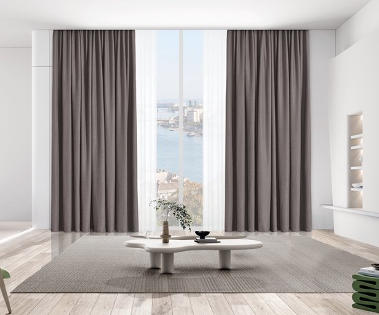 Maroyathome VINCENT - Geheel verduisterend - Plooiband - Lichtdicht - Isolerend - 100 procent verduisterend - Kant en klaar - 300 x 260 cm (b x h) - Donker Taupe