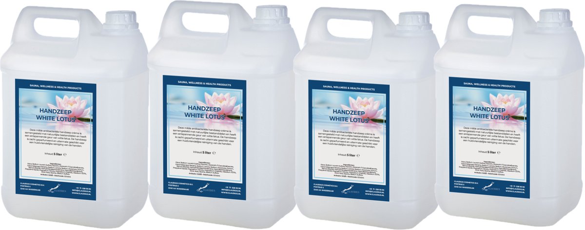 Goedkoopste Handzeep White Lotus 5 liter - set van 4 stuks - navulling - Voordeelverpakking