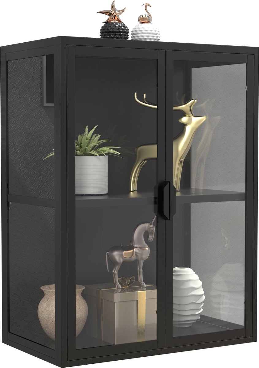 VCM stalen wandvitrine wandvitrine glas wandvitrine glas 80x60x35 cm Floka M