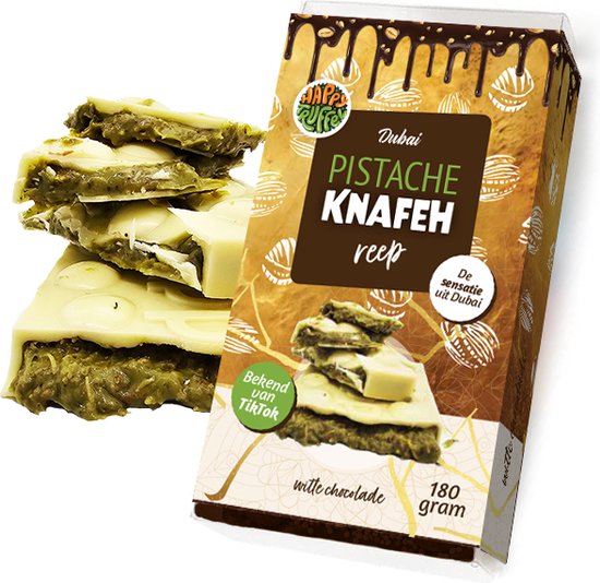 HappyTruffel Dubai Pistache Knafeh chocoladereep (Witte chocolade) 190 gram bol