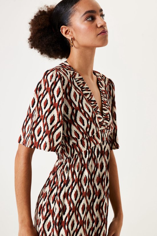 GARCIA Dames Print Jurk Bruin Korte mouw bol