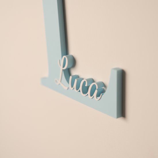 MyNomini - Naambordje kinderkamer gepersonaliseerd met naam - Baby Blauw/Wit — afbeelding 3