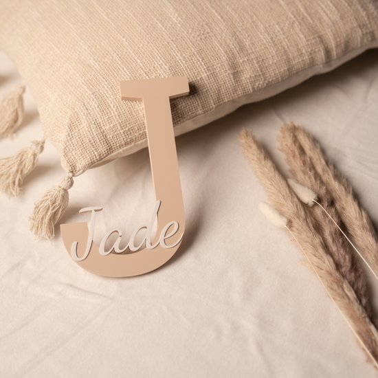 MyNomini - Naambordje kinderkamer gepersonaliseerd met naam - Mat Beige/Wit — afbeelding 5