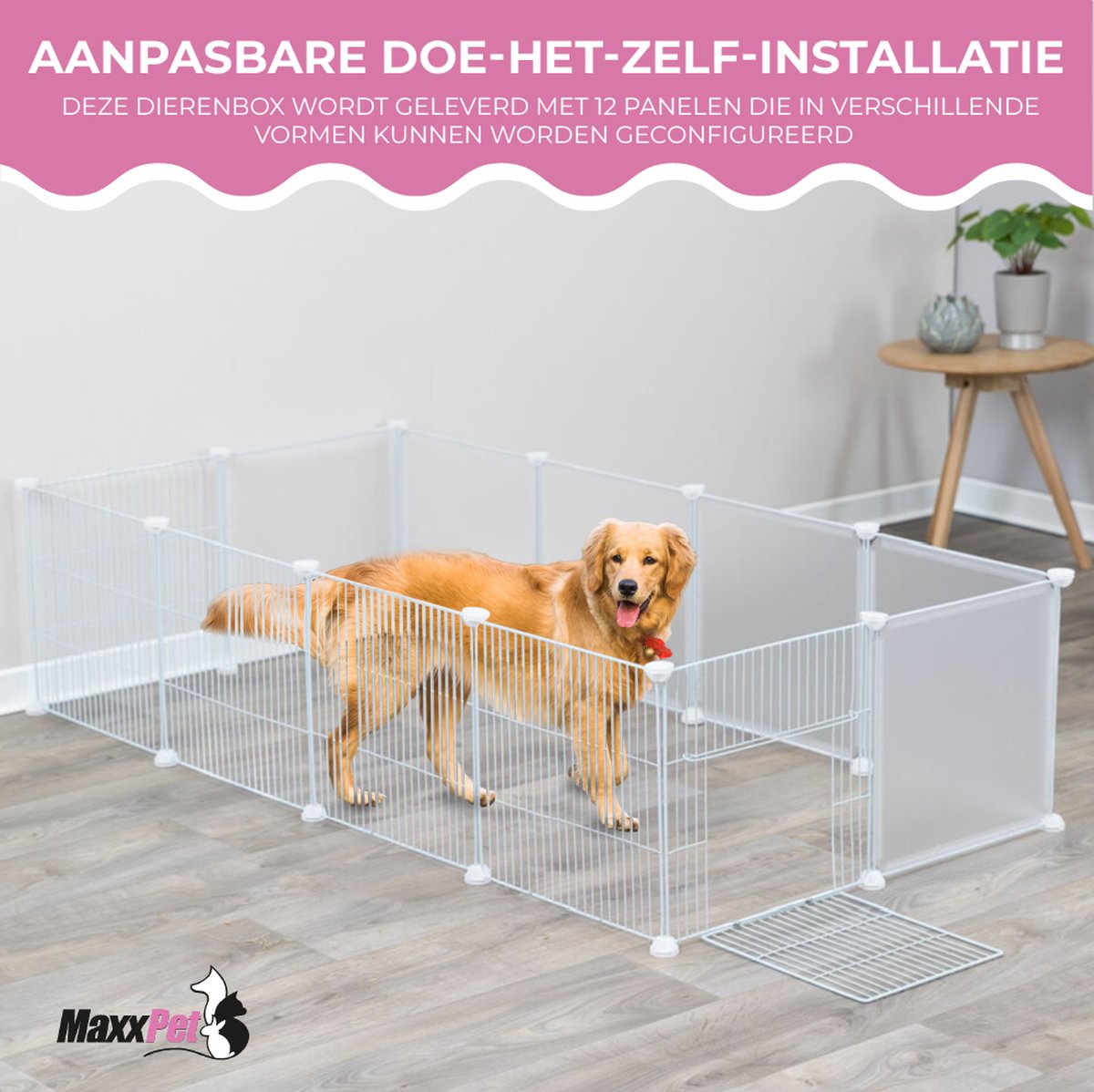 MaxxPet Kleine Dierenren - 140x70x35 cm - Moduleerbare Ren - Konijnenren - Wit thumbnail 4
