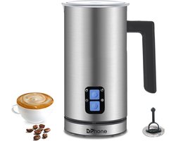 DrPhone CreamCraft – 4 In 1 Melkopschuimer - Elektrische Melkopschuimer – Melk Verwarmer - Zilver