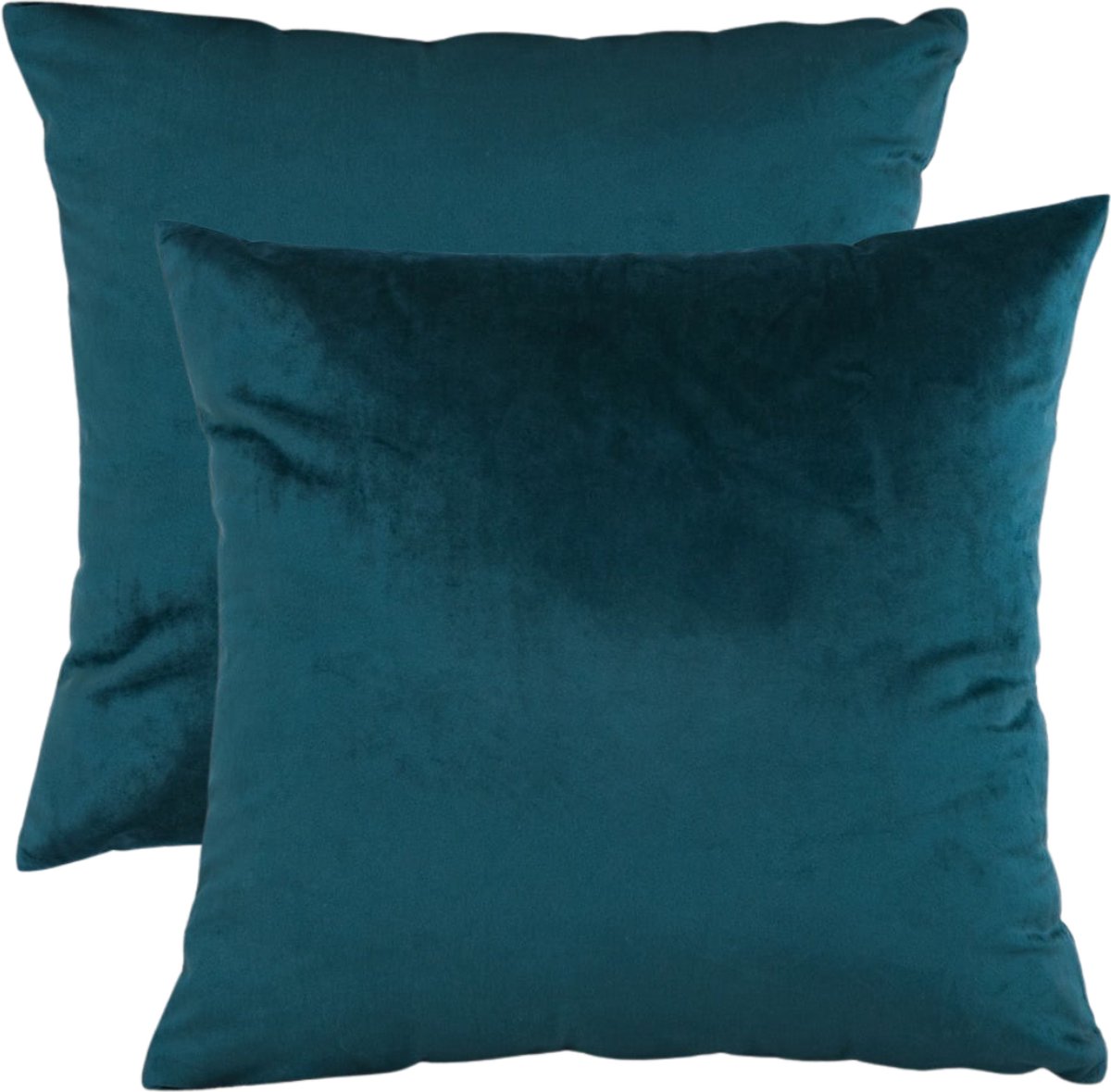 Sierkussenhoes Velours – Set 2 × 45x45 cm – Zee Groen – Zachte kussenslopen voor bank / interieur – LiveOnce