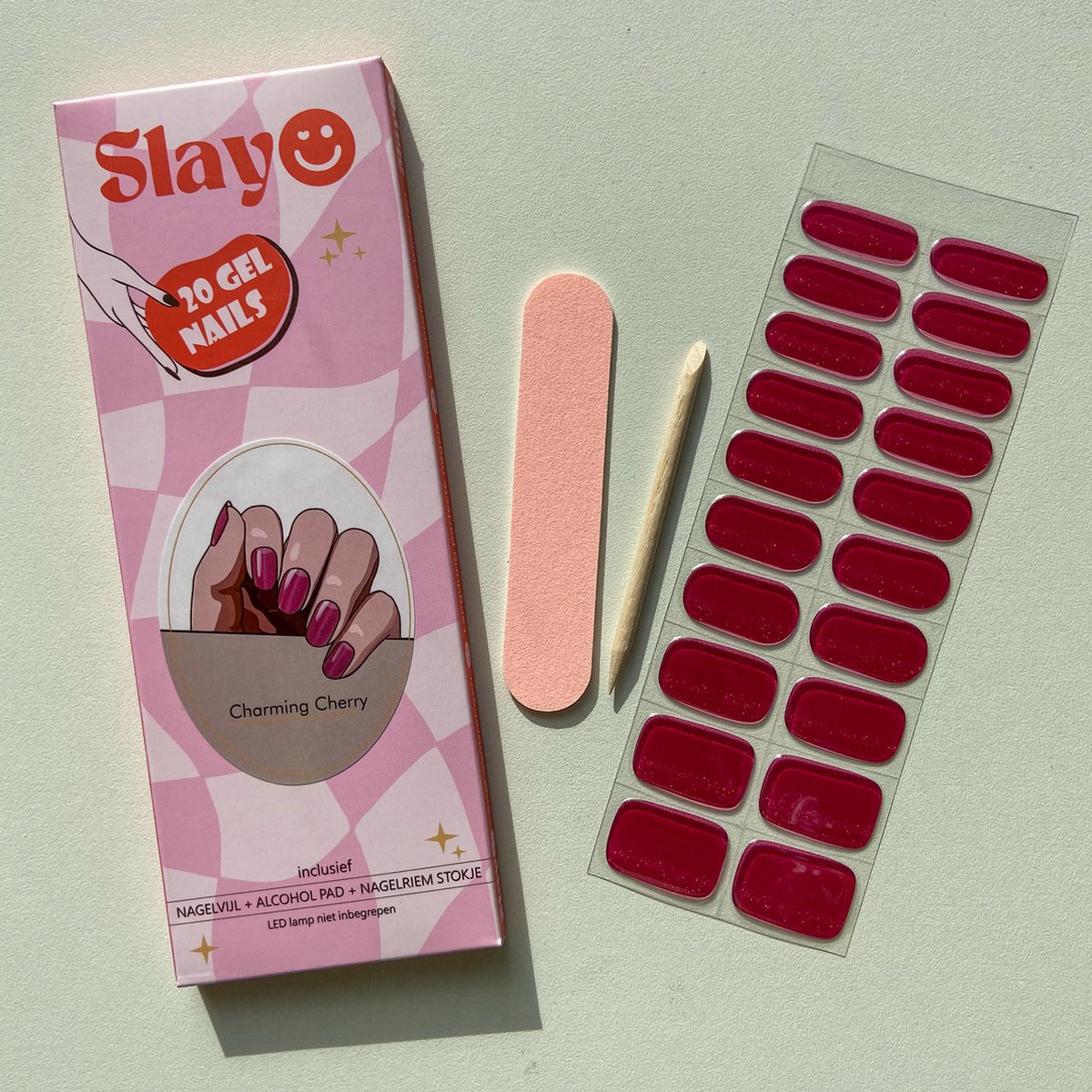 Goedkoopste Slayo© - Gellak Stickers - Charming Cherry - Nagelstickers - Gel Nail Wraps - Nail Art Stickers - Nail Art - Gellak Nagels - Gel Nagel Stickers - Nail Wraps - LED/UV lamp nodig