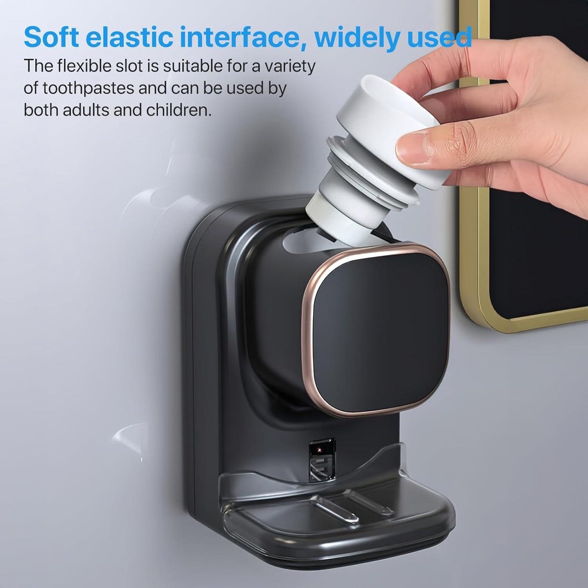 Wekity Automatische elektrische tandpastadispenser voor aan de muur voor kinderen en volwassenen, waterdicht en stofdicht, voor badkamer (beige