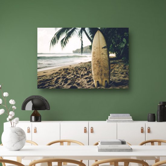 Tableaux planche de surf - Tableau Object - Peinture sur toile Plage - Tableau Vintage - Peintures toile - Décoration chambre toile 70x50 cm