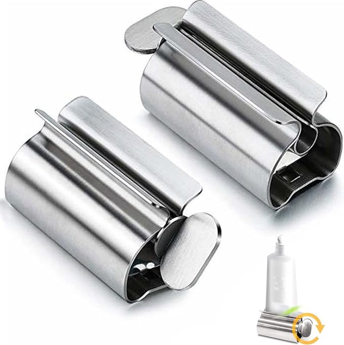 Goedkoopste Roestvrijstalen Tubeknijper Set - Tandpastadispenser en Tubepers - 2 Stuks - Ideaal voor Tandpasta, Cosmetica en Badkamer