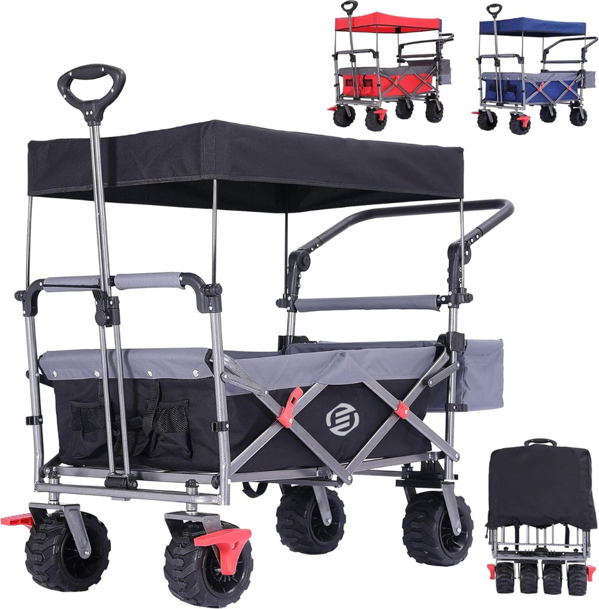 Equivera Bolderkar - Opvouwbare Bolderkar - Bolderwagen - Draaibare Wielen - Meerdere Standen - Strandkar