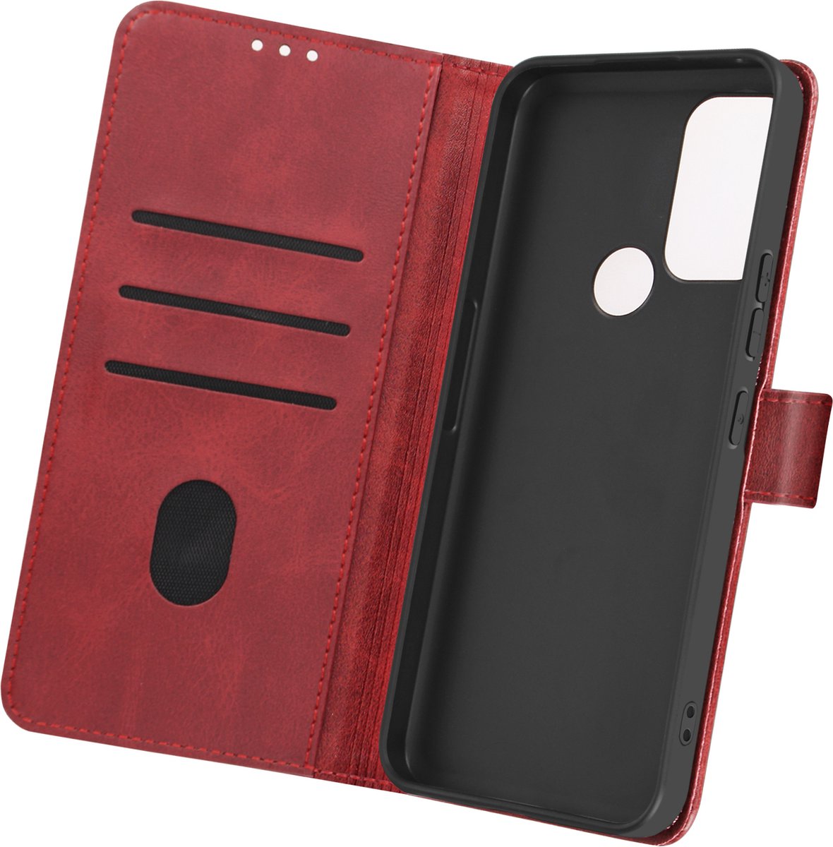 Avizar Foliohoes Geschikt voor Nokia C22 Portemonnee met handriem, Rood