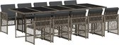 vidaXL - 11-delige - Tuinset - met - kussens - poly - rattan - grijs