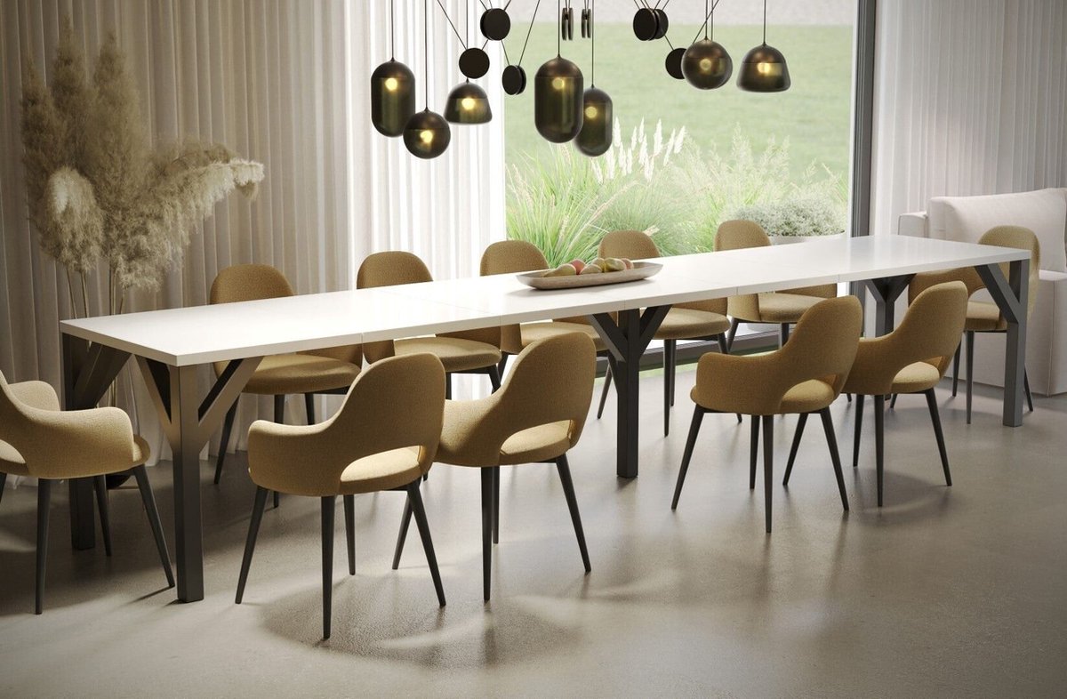 Bristol Witte uitklapbare eettafel - 130-330 cm (L) x 80 cm (B) x 75 cm (H)