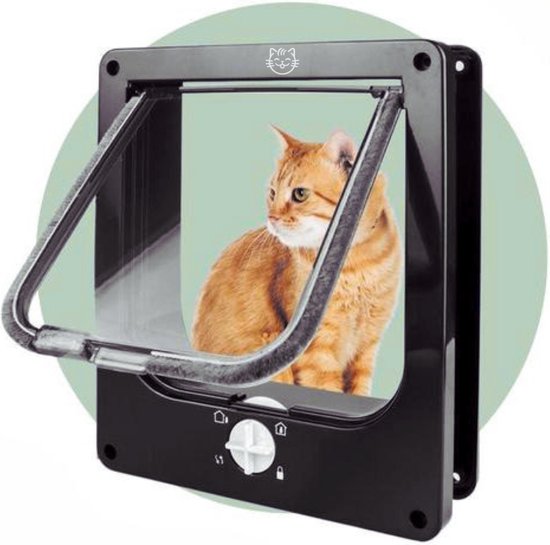 Fluff & Cuddle - Kattenluik voor grote & kleine katten - Kleine hondendeur - Kattenluik - Hondenluik - Kattenluikje binnendeur - Kattendeur - Zwart - Magnetische sluiting - Waterdicht - voor Binnen & Buitendeuren - 27 x 23 x 5.3 cm - Size L