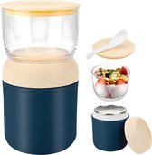 My Green Deal Yoghurtbeker-to-go - 700-ml - Mueslibeker-Soepbeker - Lunchbeker-Isoleer- Met lepel - RVS